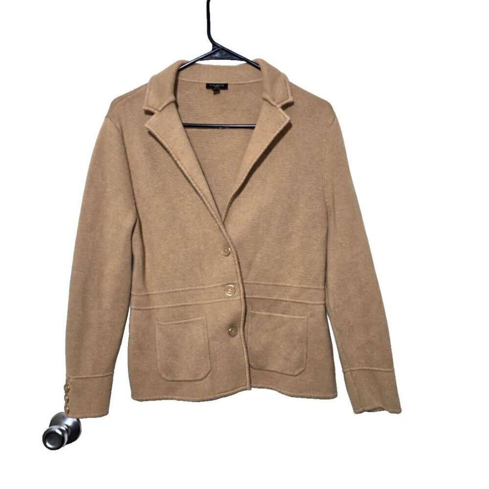 Talbots Cardigan LP Full Button Camel Breathable Classic Pockets Old Money Comfy